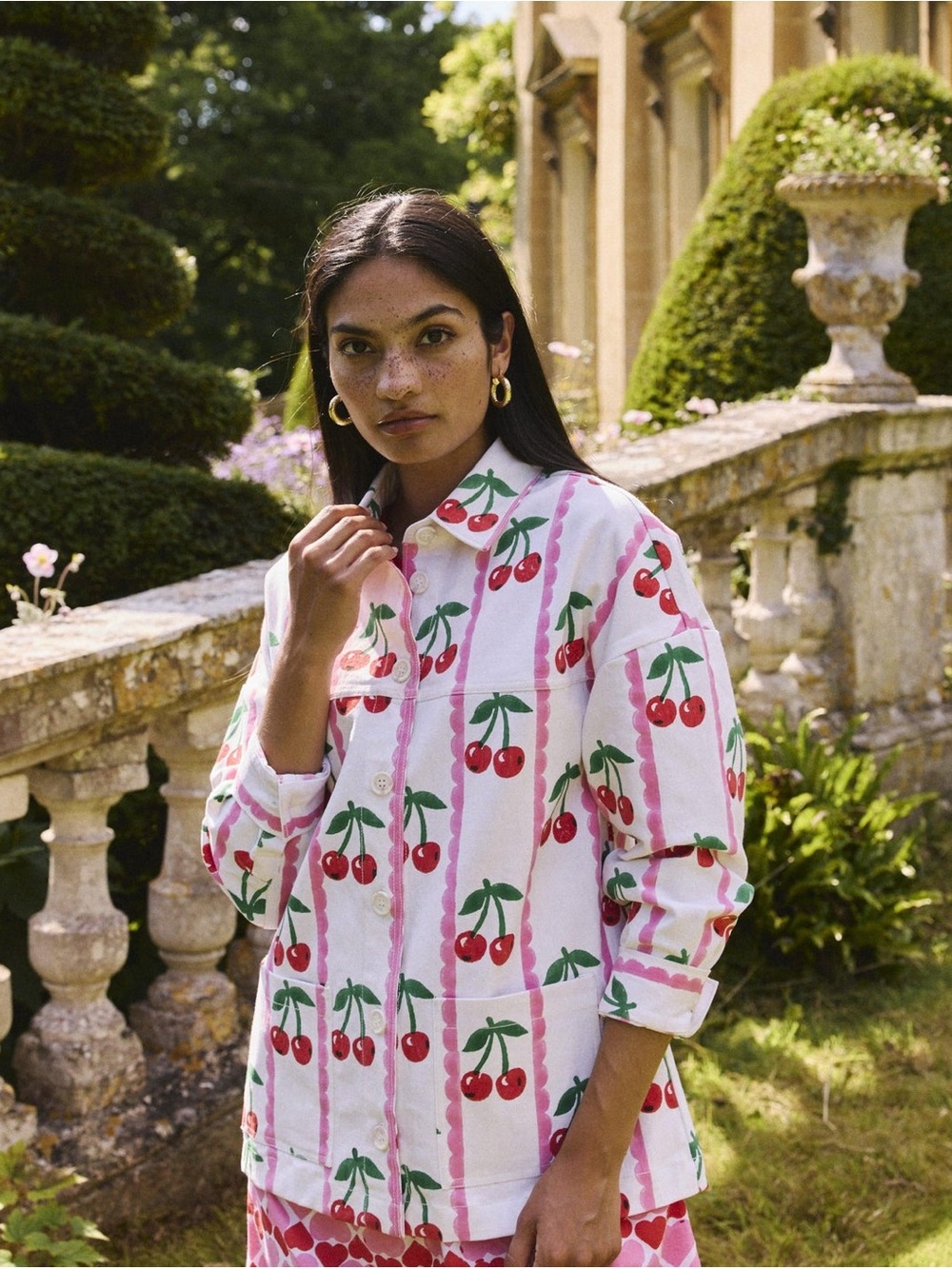 Pink City Prints Romy Jacket - Cherry Print